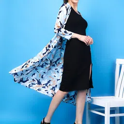 SCORPIUS Abstract Printed Longline Crepe Shrug image 4