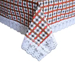 Kuber Industries Maroon & White Checked 4 Seater Rectangle Shape Table Cover image 4