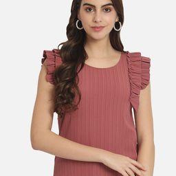 BAESD Vertical Stripes Round Neck Flutter Sleeves Regular Top-picture-0