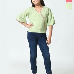 BAESD Girl Flared Sleeve V-Neck Crepe Top-image-43