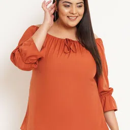 U&F Beyond Tie-Up Neck Puff Sleeve Crepe Top-picture-40