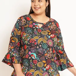 U&F Beyond Plus Size Ethnic Motifs Printed Bell Sleeve Top-picture-44