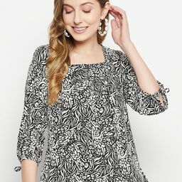 Nuwah Floral Printed Square Neck Puff Sleeve Top-picture-20