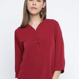 Mayra V-Neck Roll-Up Sleeves Regular Top-image-8