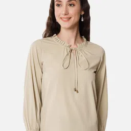 ALL WAYS YOU Tie-Up Neck Cuffed Sleeves Regular Top-image-72