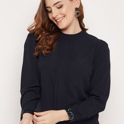 STYLE BLUSH Band Collar Long Sleeves Top-image-12