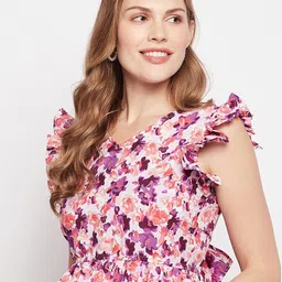 Fashfun Floral Print Flutter Sleeve Crop Top image 3