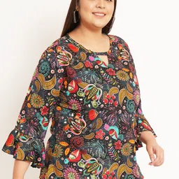 U&F Beyond Plus Size Ethnic Motifs Printed Bell Sleeve Top image 4