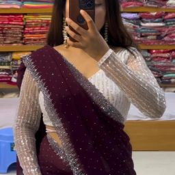 Ready to Wear Embroidered Banarasi Georgette Saree-image-2