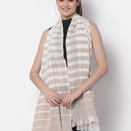 Arrabi Women Beige Striped Stole-picture-27
