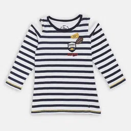 Blue Giraffe Girls White & Blue Striped Top-image-75