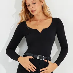 Cool & Sexy Solid scoop Neck Top-image-65