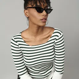 SHOWOFF Women Striped Crop Top-image-55