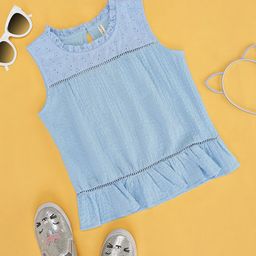 Pantaloons Junior Girls Self Design Sleeveless Schiffli & Tiered Top-47