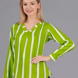 KPF Vertical Striped V-Neck Top-image-83