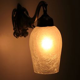 VAGalleryKing White & Metallic Toned Printed Antique Elephant Design Glass Wall Lamp-image-90
