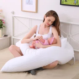 "Enjoy full-body comfort and support for a more peaceful pregnancy journey." Microfibre Solid Pregnancy Pillow Pack of 1-image-29