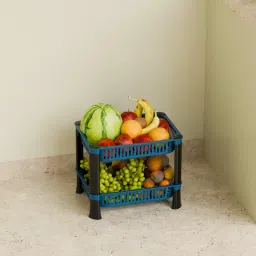 2 Tier Multi-Purpose Vegetable Stand, Storage Solution rack for Home, Office Plastic Kitchen Trolley-image-71