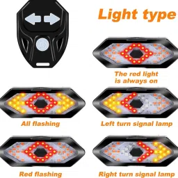 linist Bicycle Tail Light Turn Signals,5 Modes 3 in 1 Function Rear Tweeter LED Rear Break Light image 2