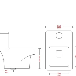 lapo Ceramic One Piece Western Toilet Commode with Soft Close Toilet Seat, Commode with Washdown Flush System, Floor Mounted European Commode Toilet-HLT Western Commode image 2