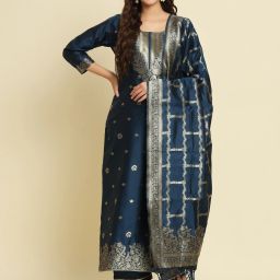 Women Cotton Silk Kurta Pant Dupatta Set-image-43