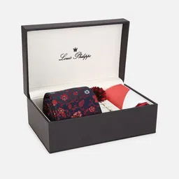 Louis Philippe Men Red Printed Accessory Gift Set-image-56
