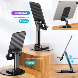 BROLAVIYA 360 Degree Rotation Desktop Mobile / Tablet Stand With Foldable Design Mobile Holder image 2