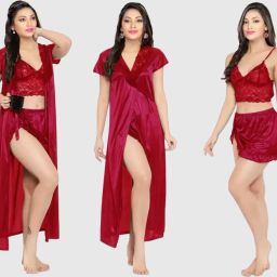 Pack of 3 Women Nighty Set-image-48