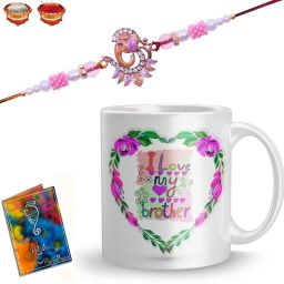 Designer R(111-TX)-11 Mauli Thread Rakhi, Mug, Chawal Roli Pack, Greeting Card Set-image-65