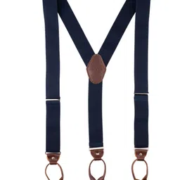 The Tie Hub Men Navy Blue & Brown Clip-On Suspenders-image-12