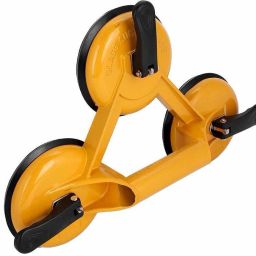 Aluminum Heavy 3 Suction Cups Large Glass Carrying Handle, Floor Gap Fixer, Dent Puller, Vacuum Plate lever tool, Strong Pads for lifting moving and rotating for Glass, Mirror, Marbal-Granite Stone, Tiles etc (Multi colour- 1 piece) Lever Tool (22 cm) Lever Tool-image-46