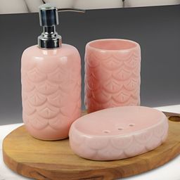 Kaolinite Pink & Silver-Toned 3Pcs Abstract  Ceramic Classic Glossy Soap Dispensers-image-79