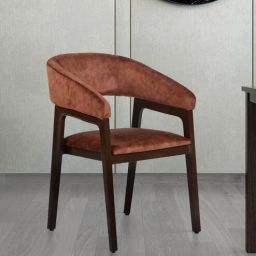 woodsworth from pepperfry Blanca Velvet Fabric Dining Chair in Textured Rust Colour-picture-41