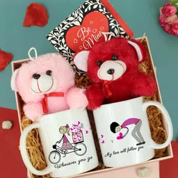 TIED RIBBONS Valentine Day Combo Gift Set Red & White 2 Mugs Teddy Bear & Greeting Card-image-75