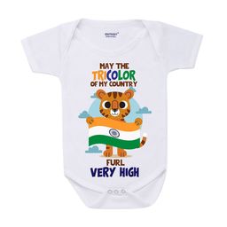 KNITROOT Kids White Tricolor Furl High Rompers-image-44