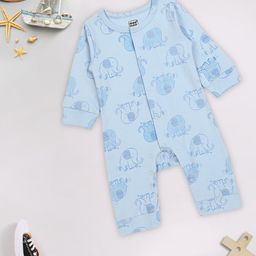 MeeMee Boys Blue Elephant Printed Full Sleeves Romper-image-65