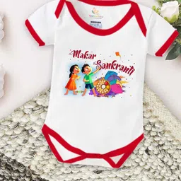 Babywish Infants Graphic Printed Cotton Makar Sankranti Special Bodysuit-image-96
