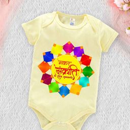 Babywish Infants Graphic Printed Cotton Makar Sankranti Special Bodysuit-image-26