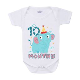 KNITROOT Infant White & Blue Printed Pure Cotton Body Suit-11