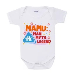 KNITROOT Infant Kids White & Blue Mamu Man Printed Cotton Bodysuit-picture-4