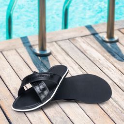 ROSSO BRUNELLO Men Croc Textured Leather Comfort Sandals-image-77