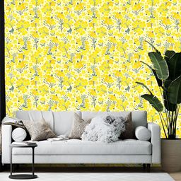 Wallpics Yellow & Grey Printed Self-Adhesive Wallpaper-17