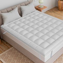 CURIOUS LIFESTYLE White Quilted 1000 GSM Microfibre Queen Size Mattress Protector-image-80