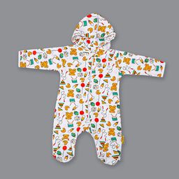 Born Babies Infants Printed Hooded Cotton Sleepsuit-image-89