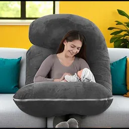 J Shaped Microfibre Solid Pregnancy Pillow Pack of 1-image-97