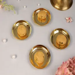 bulkysanta Small Golden Brass Pooja Thali Set of 4-picture-35