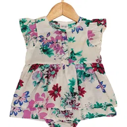 Creative Kids Infant Girls Printed Flutter Sleeves Cotton Bodysuit-image-24