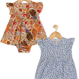 Creative Kids Infant Girls Pack Of 2 Floral Printed Cotton Fit & Flare Dresses-picture-20