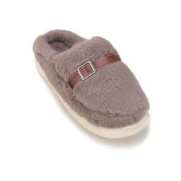 CASSIEY Men Winter Comfy Fur Room Slippers With Buckle Detail-57