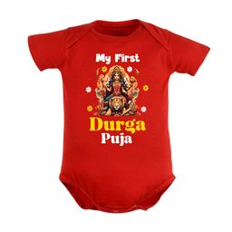 FFLIRTYGO Kids Durga Puja Special Printed Pure Cotton Bodysuit-image-76